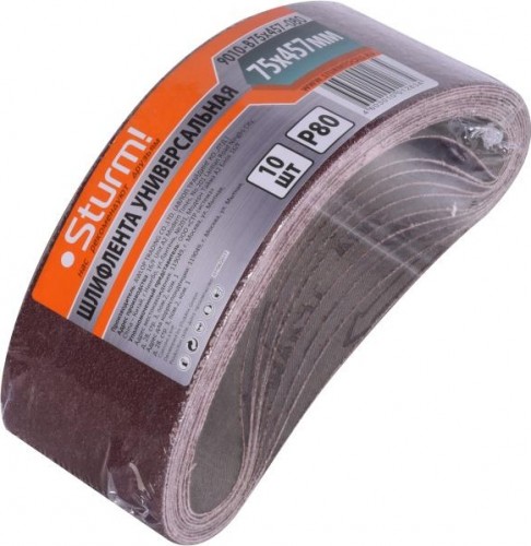 Лента шлифовальная Sturm 9010-B75x457-080 p80, 10 шт. - изображение 5