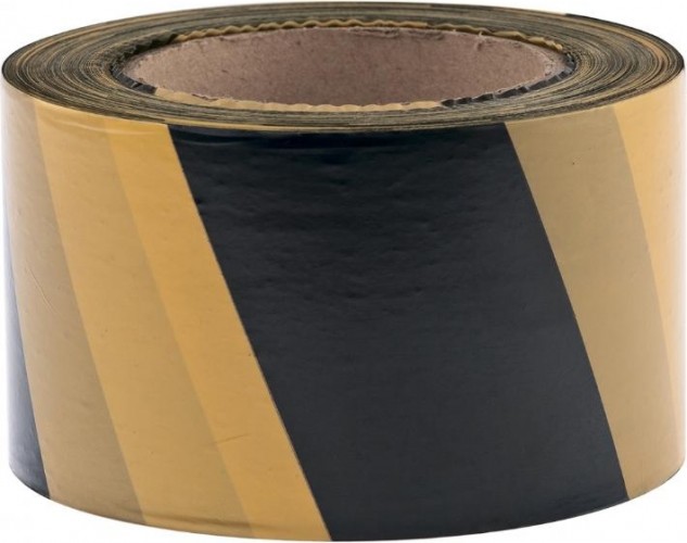 Лента сигнальная СИБРТЕХ 75 мм х 200 м черно-желтая 89034