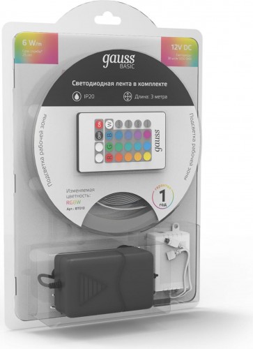 Лента светодиодная GAUSS BT010 basic в комплекте 12v 6w/m 390lm/m rgbw ip20 led 3 - изображение 3