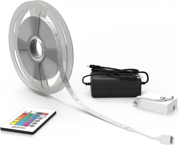 Лента светодиодная GAUSS BT012 basic в комплекте 12v 6w/m 390lm/m rgb ip20 led 5m