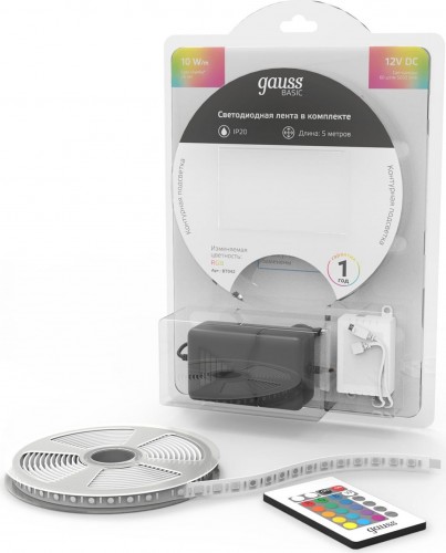 Лента светодиодная GAUSS BT042 basic в комплекте 12v 10w/m 700lm/m rgb ip20 led 5 - изображение 2