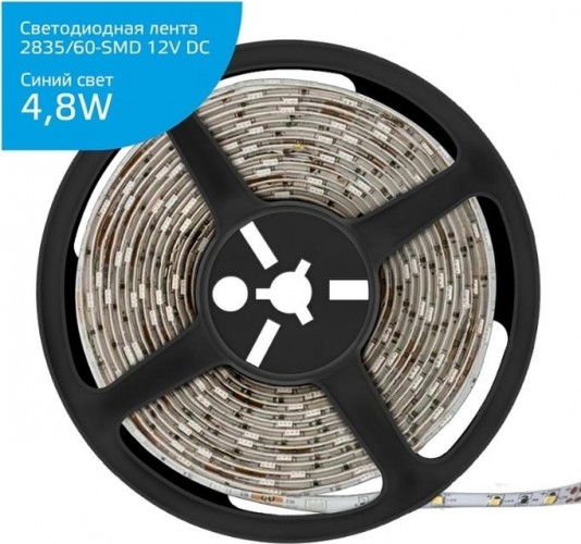 Лента светодиодная GAUSS Elementary 2835/60-smd 4.8w 12v dc синий ip66 (zip bag 5м) 356000505