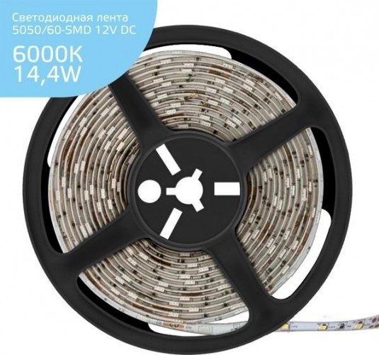 Лента светодиодная GAUSS Elementary 5050/60-smd 14.4w 12v dc холодный белый ip20 (zip  355000314