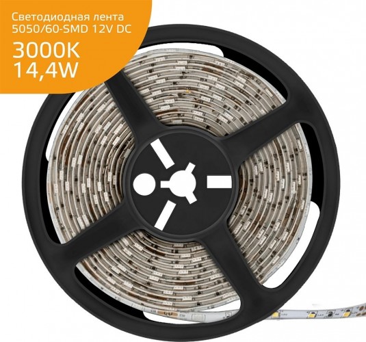 Лента светодиодная GAUSS Elementary 5050/60-smd 14.4w 12v dc теплый белый ip66 (zip ba 356000114