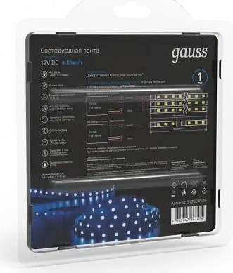 Лента светодиодная GAUSS LED 2835/60-smd 4.8w 12v dc синий (блистер 5м) 312000505 - изображение 4