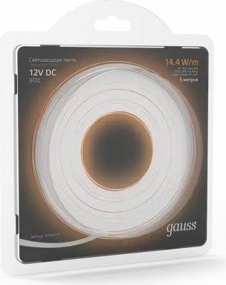 Лента светодиодная GAUSS LED 5050/60-smd 14.4w 12v dc теплый белый (блистер 5м) 312000114