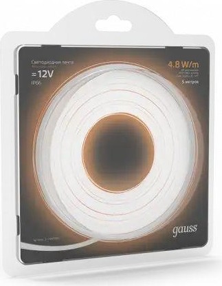 Лента светодиодная GAUSS LED 2835/60-smd 4.8w 12v dc теплый белый ip66 (блистер 311000105