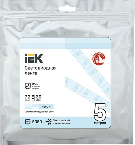 Лента светодиодная IEK LSR-5050W30 7,2w 12В IP20 (5 м) LSR2-2-030-20-3-05