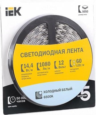 Лента светодиодная IEK LSR-5050W60 14.4w 12В IP20 (5 м) LSR2-2-060-20-3-05