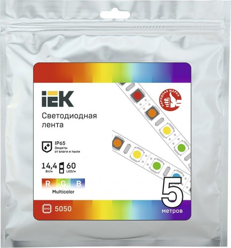 Лента светодиодная IEK LSR-5050RGB60 14,4w 12В IP65 (5 м) LSR2-3-060-65-3-05