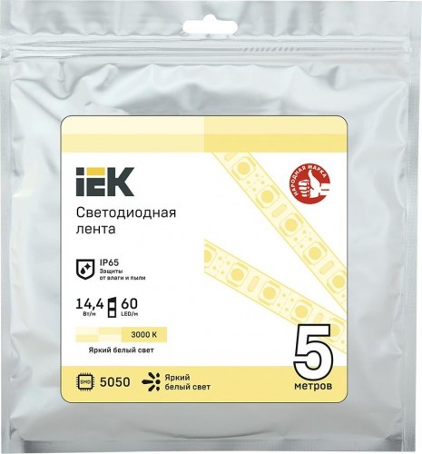Лента светодиодная IEK LSR-5050WW60 14.4w 12В IP65 (5 м) LSR2-1-060-65-3-05