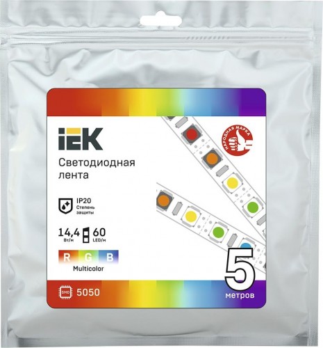 Лента светодиодная IEK LSR-5050RGB60 14,4w 12В IP20 (5 м) LSR2-3-060-20-3-05