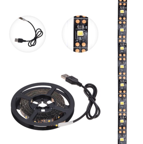 Лента светодиодная LAMPER  141-2004 5B, SMD2835, 4,8Bт/м, 60LED/м, 2700К, 8мм/3м, USB