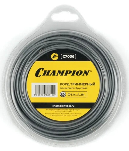 Леска триммерная CHAMPION Aluminium 3.0мм/ 28м круг (C7036) C7036
