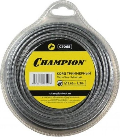 Леска триммерная CHAMPION C7068 platin saw 2.65мм*30м (зубчатый)