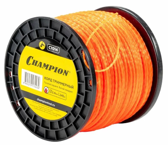 Леска триммерная CHAMPION C7014 twisted square 2.4мм*245м (витой квадрат)+нож - изображение 2