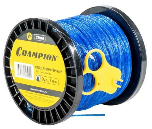 Леска триммерная CHAMPION C7061 alu twist 2.0мм*130м (витой)+нож - изображение 2