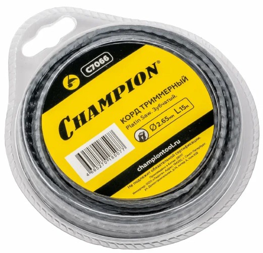 Леска триммерная CHAMPION C7066 platin saw 2.65мм*15м (зубчатый)