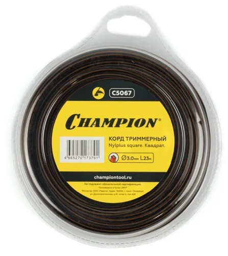 Леска триммерная CHAMPION Nylplus Square 3.0мм/ 23м квадрат (C5067) C5067