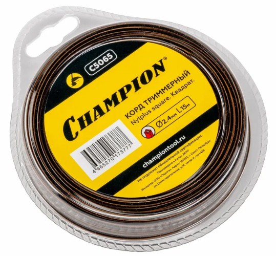 Леска триммерная CHAMPION Nylplus Square 2.4мм/ 15м квадрат (C5065) C5065