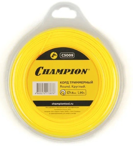 Леска триммерная CHAMPION Round 1.6мм/ 90м круг (C5009) C5009