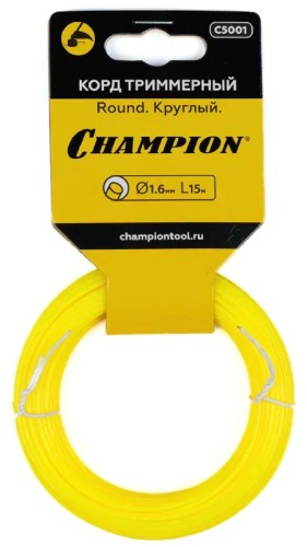 Леска триммерная CHAMPION Round 1.6мм/ 15м круг (C5001) C5001