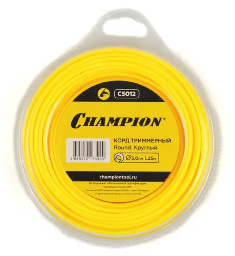 Леска триммерная CHAMPION Round 3.0мм/ 25м круг (C5012) C5012