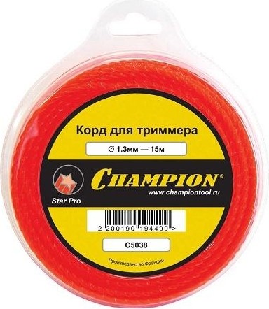 Леска триммерная CHAMPION Star Pro 1.3мм/ 15м звезда (C5038) C5038
