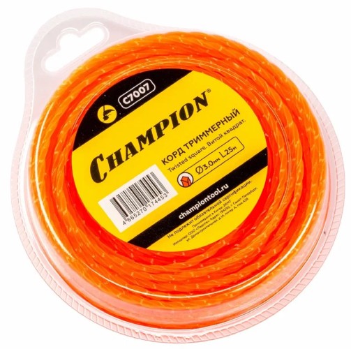 Леска триммерная CHAMPION Twisted Square 3.0мм/ 25м витой квадрат (C7007) C7007
