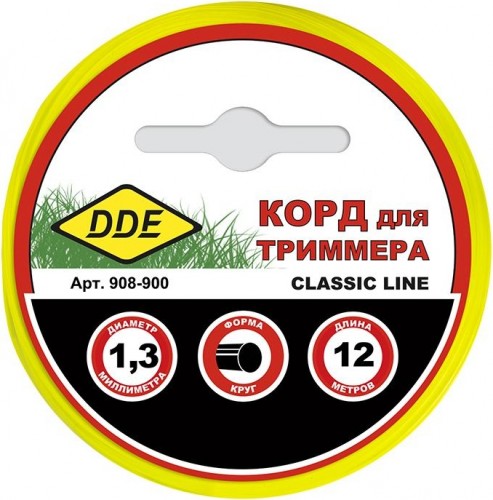 Леска триммерная DDE Classic line (1,3 ммх12 м; круг; желтая) 908-900