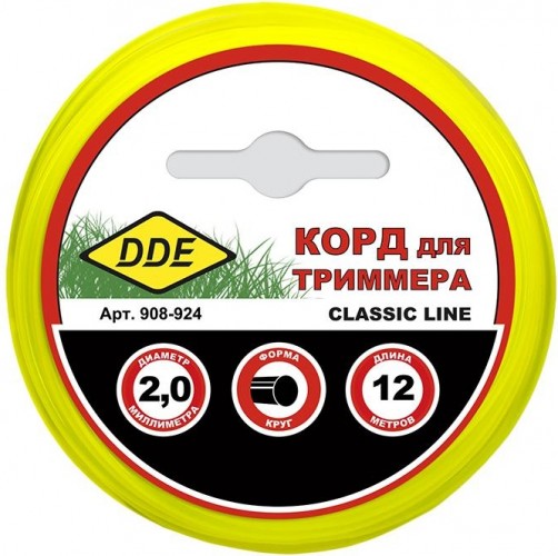 Леска триммерная DDE Classic line (1,6 ммх12 м; круг; желтая) 908-917