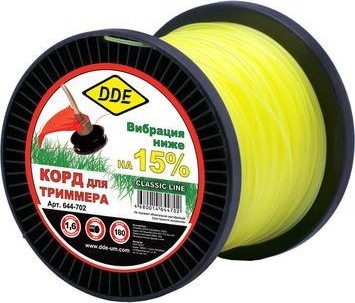 Леска триммерная DDE Classic line (1,6 ммх180 м; круг; желтая) 644-702