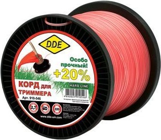 Леска триммерная DDE Hard line (2,7 ммх220 м; круг армированный; серая/красная) 910-546