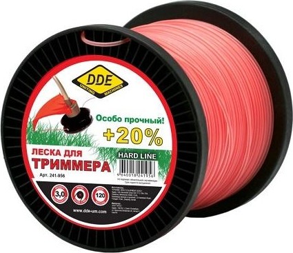 Леска триммерная DDE Hard line 3,0 мм/ 120 м, красная 241-956 241-956