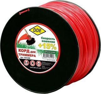 Леска триммерная DDE Speed line (2,4 ммх360 м; звезда; красная) 644-948