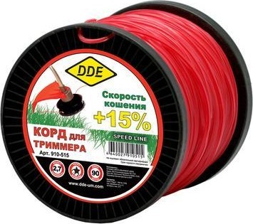 Леска триммерная DDE Speed line (2,7 ммх90 м; звезда; красная) 910-515
