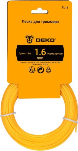 Леска триммерная DEKO TL16 круг 1.6мм 065-1057