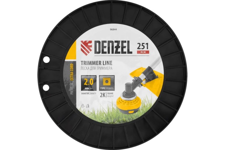 Леска триммерная Denzel EXTRA CORD двухкомпонентная квадрат, 2,0 мм х 251 м. 96844 - изображение 3