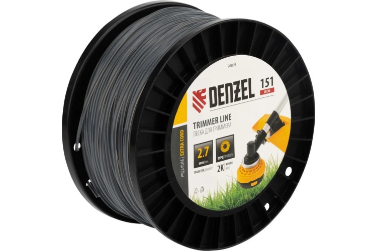 Леска триммерная Denzel EXTRA CORD двухкомпонентная круглая, 2,7 мм х 151 м. 96809