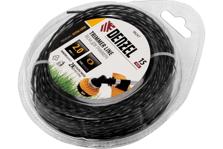 Леска триммерная Denzel EXTRA CORD двухкомпонентная эллипс, 2,0 мм х 15 м. 96247 - изображение 2