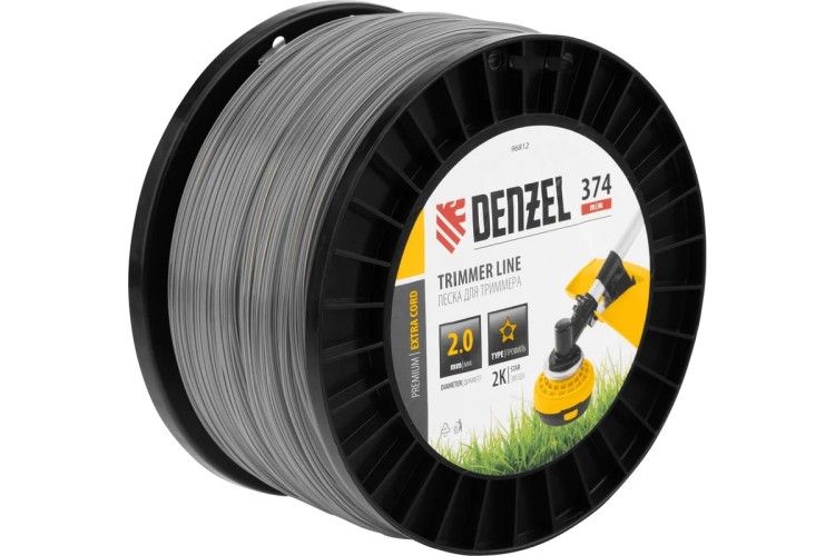 Леска триммерная Denzel EXTRA CORD двухкомпонентная звезда, 2,0 мм х 374 м. 96812