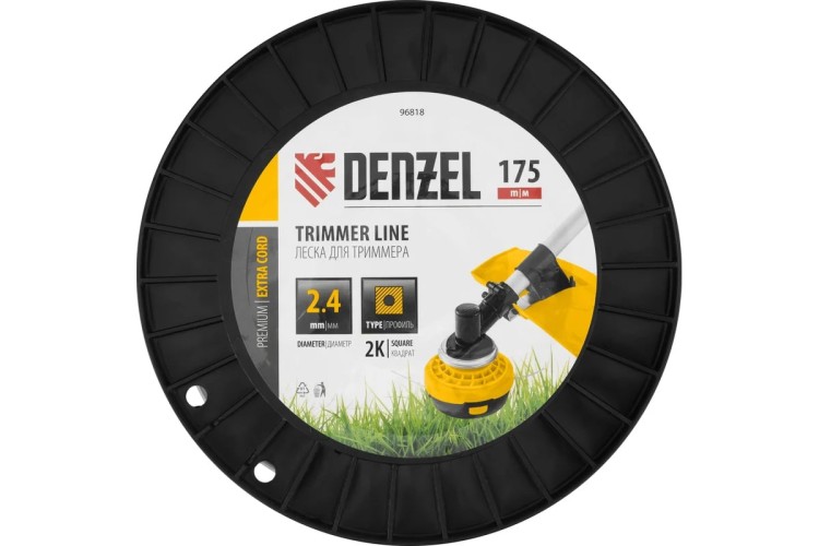 Леска триммерная Denzel EXTRA CORD двухкомпонентная квадрат, 2,4 мм х 175 м. 96818 - изображение 3