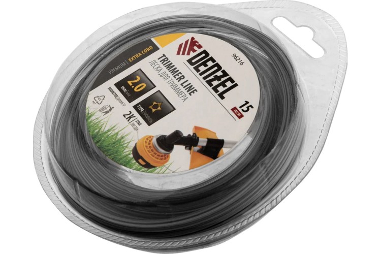 Леска триммерная Denzel EXTRA CORD двухкомпонентная звезда, 2,0 мм х 15 м. 96216 - изображение 2