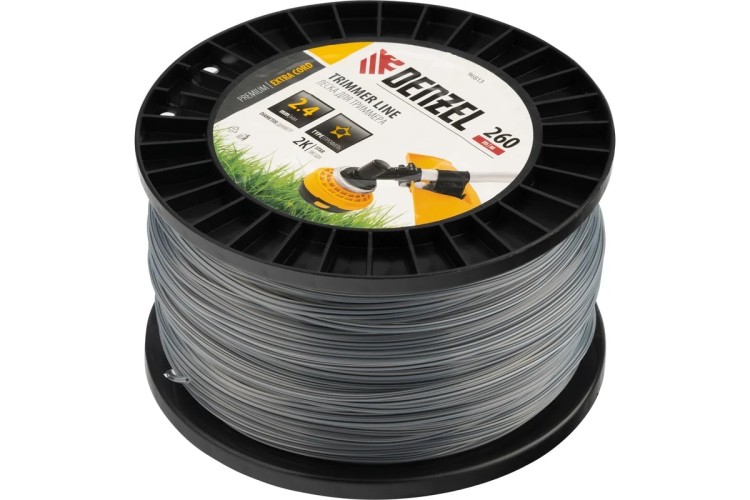 Леска триммерная Denzel EXTRA CORD двухкомпонентная звезда, 2,4 мм х 260 м. 96813 - изображение 2
