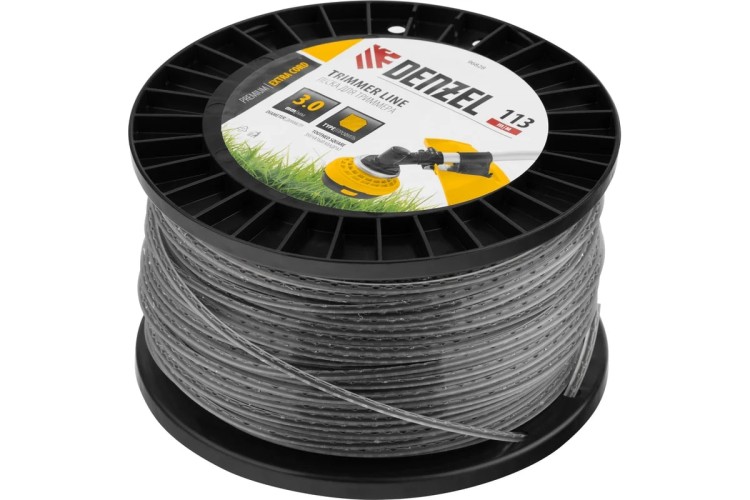 Леска триммерная Denzel EXTRA CORD двухкомпонентная зубчатый квадрат, 3,0 мм х 113 м. 96828 - изображение 2