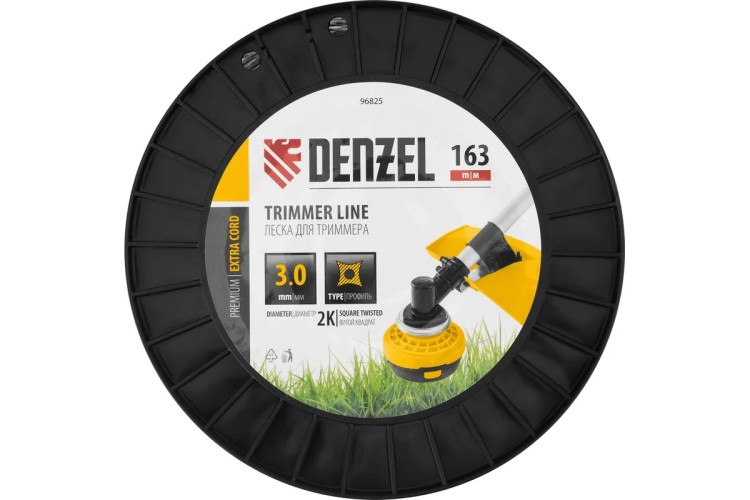 Леска триммерная Denzel EXTRA CORD двухкомпонентная витой квадрат, 3,0 мм х 163 м. 96825 - изображение 3