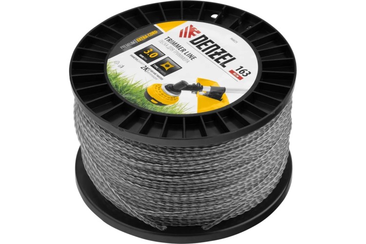 Леска триммерная Denzel EXTRA CORD двухкомпонентная витой квадрат, 3,0 мм х 163 м. 96825 - изображение 2
