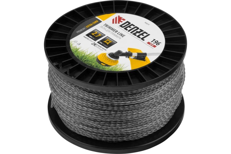 Леска триммерная Denzel EXTRA CORD двухкомпонентная витой квадрат, 2,7 мм х 196 м. 96824 - изображение 2