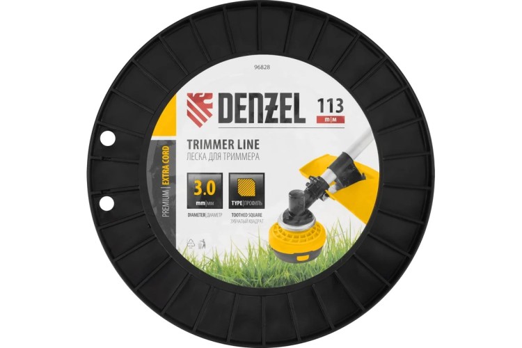 Леска триммерная Denzel EXTRA CORD двухкомпонентная зубчатый квадрат, 3,0 мм х 113 м. 96828 - изображение 3