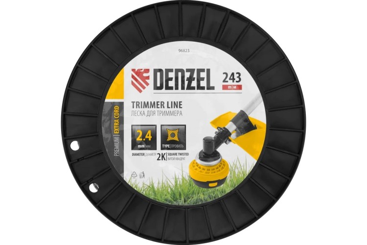 Леска триммерная Denzel EXTRA CORD двухкомпонентная витой квадрат, 2,4 мм х 243 м. 96823 - изображение 3